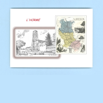 Cartes Postales impression Noir avec dpartement sur la ville de L HORME Titre : eglise