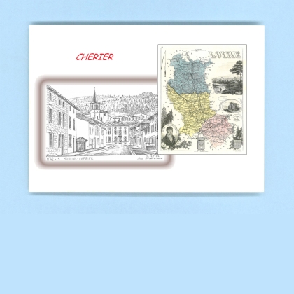 Cartes Postales impression Noir avec dpartement sur la ville de CHERIER Titre : vue de moulinscherier