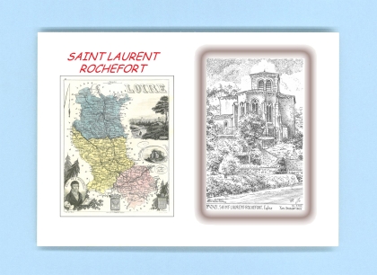 Cartes Postales impression Noir avec dpartement sur la ville de ST LAURENT ROCHEFORT Titre : eglise