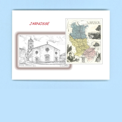 Cartes Postales impression Noir avec dpartement sur la ville de JARNOSSE Titre : eglise
