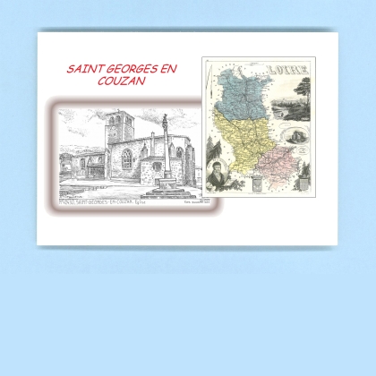 Cartes Postales impression Noir avec dpartement sur la ville de ST GEORGES EN COUZAN Titre : eglise