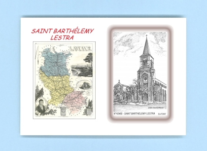 Cartes Postales impression Noir avec dpartement sur la ville de ST BARTHELEMY LESTRA Titre : eglise et mairie
