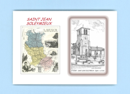 Cartes Postales impression Noir avec dpartement sur la ville de ST JEAN SOLEYMIEUX Titre : eglise