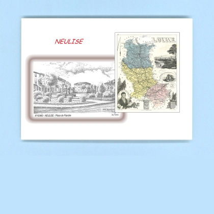Cartes Postales impression Noir avec dpartement sur la ville de NEULISE Titre : place de flandre