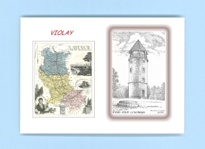 Cartes Postales impression Noir avec dpartement sur la ville de VIOLAY Titre : la tour matagrin