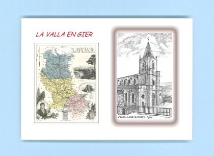 Cartes Postales impression Noir avec dpartement sur la ville de LA VALLA EN GIER Titre : eglise