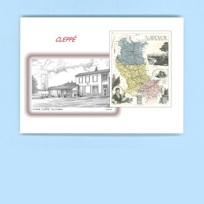 Cartes Postales impression Noir avec dpartement sur la ville de CLEPPE Titre : tour et mairie