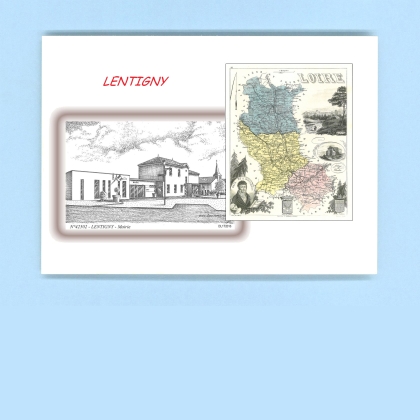 Cartes Postales impression Noir avec dpartement sur la ville de LENTIGNY Titre : mairie