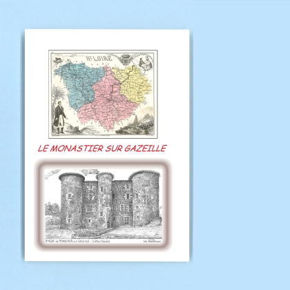 Cartes Postales impression Noir avec dpartement sur la ville de LE MONASTIER SUR GAZEILLE Titre : ancien chateau abbatial