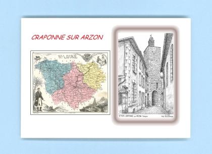Cartes Postales impression Noir avec dpartement sur la ville de CRAPONNE SUR ARZON Titre : donjon