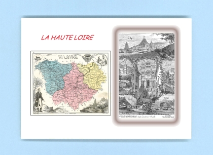Cartes Postales impression Noir avec dpartement sur la ville de LA HAUTE LOIRE Titre : departement
