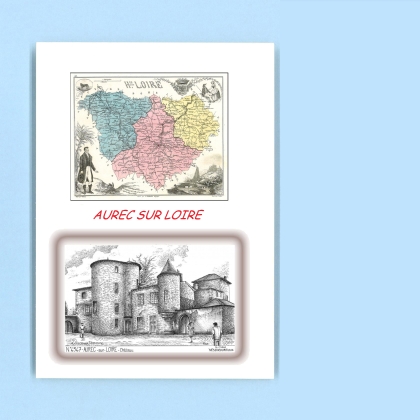 Cartes Postales impression Noir avec dpartement sur la ville de AUREC SUR LOIRE Titre : chateau