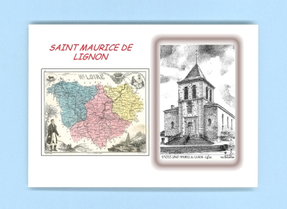 Cartes Postales impression Noir avec dpartement sur la ville de ST MAURICE DE LIGNON Titre : eglise