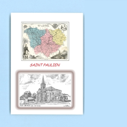 Cartes Postales impression Noir avec dpartement sur la ville de ST PAULIEN Titre : eglise st georges