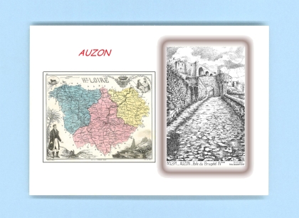 Cartes Postales impression Noir avec dpartement sur la ville de AUZON Titre : porte du brugelet XVeme