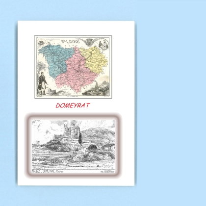 Cartes Postales impression Noir avec dpartement sur la ville de DOMEYRAT Titre : chateau