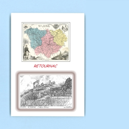 Cartes Postales impression Noir avec dpartement sur la ville de RETOURNAC Titre : chateau d artias