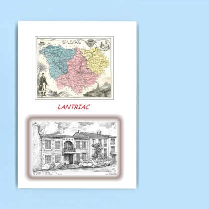 Cartes Postales impression Noir avec dpartement sur la ville de LANTRIAC Titre : mairie