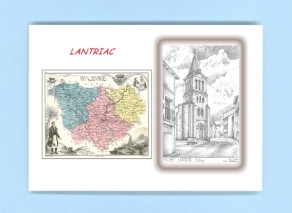 Cartes Postales impression Noir avec dpartement sur la ville de LANTRIAC Titre : eglise