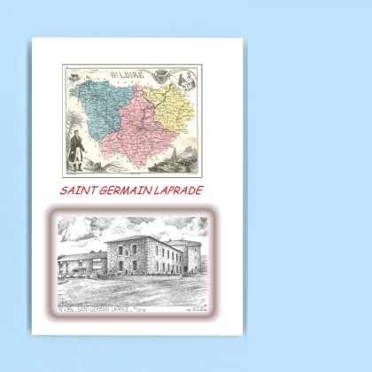 Cartes Postales impression Noir avec dpartement sur la ville de ST GERMAIN LAPRADE Titre : mairie