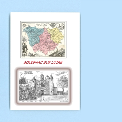Cartes Postales impression Noir avec dpartement sur la ville de SOLIGNAC SUR LOIRE Titre : eglise