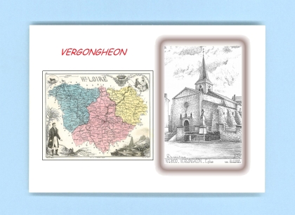 Cartes Postales impression Noir avec dpartement sur la ville de VERGONGHEON Titre : eglise