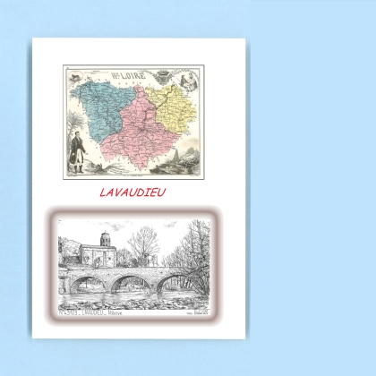 Cartes Postales impression Noir avec dpartement sur la ville de LAVAUDIEU Titre : abbaye