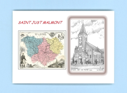 Cartes Postales impression Noir avec dpartement sur la ville de ST JUST MALMONT Titre : eglise