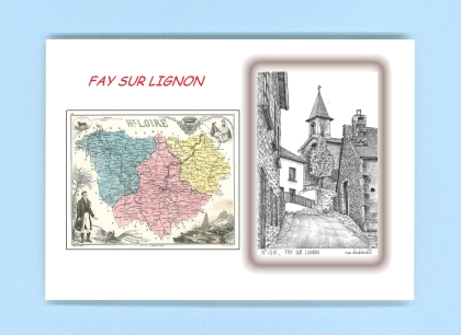 Cartes Postales impression Noir avec dpartement sur la ville de FAY SUR LIGNON Titre : vue