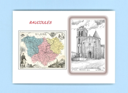 Cartes Postales impression Noir avec dpartement sur la ville de RAUCOULES Titre : eglise
