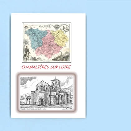 Cartes Postales impression Noir avec dpartement sur la ville de CHAMALIERES SUR LOIRE Titre : eglise