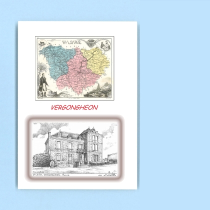 Cartes Postales impression Noir avec dpartement sur la ville de VERGONGHEON Titre : mairie