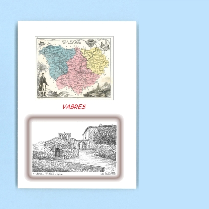 Cartes Postales impression Noir avec dpartement sur la ville de VABRES Titre : eglise