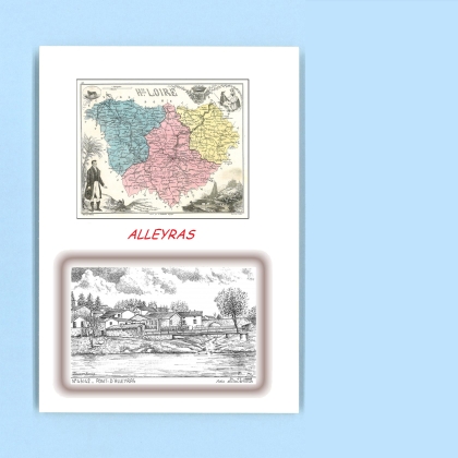 Cartes Postales impression Noir avec dpartement sur la ville de ALLEYRAS Titre : vue de pont d alleyras