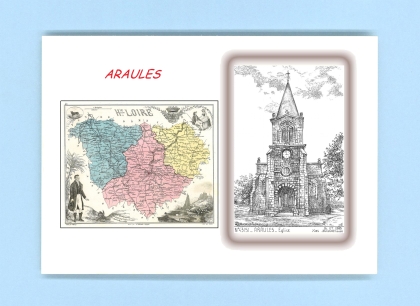 Cartes Postales impression Noir avec dpartement sur la ville de ARAULES Titre : eglise