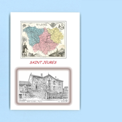 Cartes Postales impression Noir avec dpartement sur la ville de ST JEURES Titre : mairie