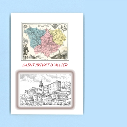 Cartes Postales impression Noir avec dpartement sur la ville de ST PRIVAT D ALLIER Titre : vue