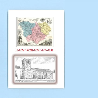Cartes Postales impression Noir avec dpartement sur la ville de ST ROMAIN LACHALM Titre : eglise