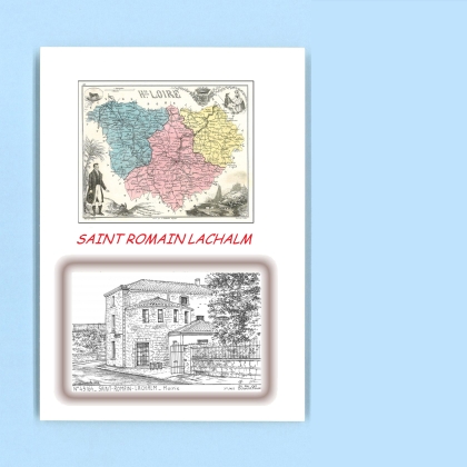 Cartes Postales impression Noir avec dpartement sur la ville de ST ROMAIN LACHALM Titre : mairie