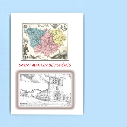 Cartes Postales impression Noir avec dpartement sur la ville de ST MARTIN DE FUGERES Titre : eglise