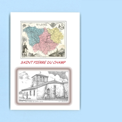 Cartes Postales impression Noir avec dpartement sur la ville de ST PIERRE DU CHAMP Titre : eglise