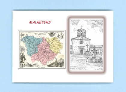 Cartes Postales impression Noir avec dpartement sur la ville de MALREVERS Titre : eglise