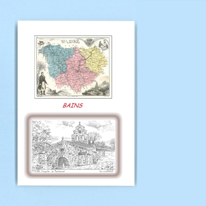 Cartes Postales impression Noir avec dpartement sur la ville de BAINS Titre : chapelle de montbonnet