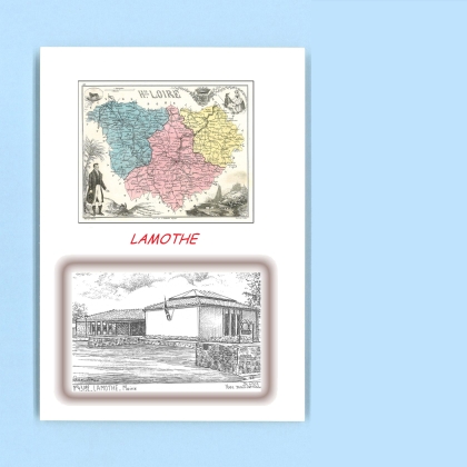 Cartes Postales impression Noir avec dpartement sur la ville de LAMOTHE Titre : mairie