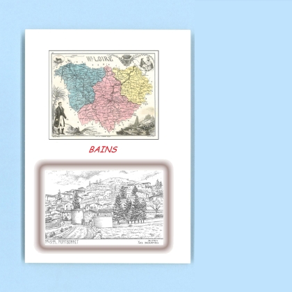 Cartes Postales impression Noir avec dpartement sur la ville de BAINS Titre : vue de montbonnet