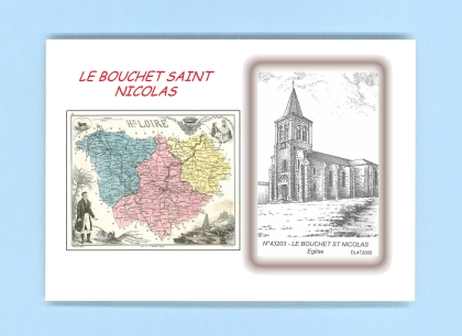 Cartes Postales impression Noir avec dpartement sur la ville de LE BOUCHET ST NICOLAS Titre : eglise