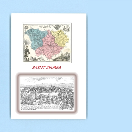 Cartes Postales impression Noir avec dpartement sur la ville de ST JEURES Titre : vue