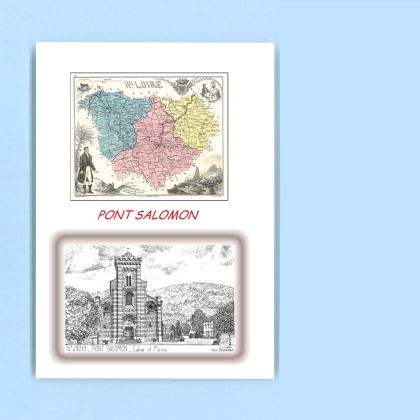 Cartes Postales impression Noir avec dpartement sur la ville de PONT SALOMON Titre : eglise et mairie