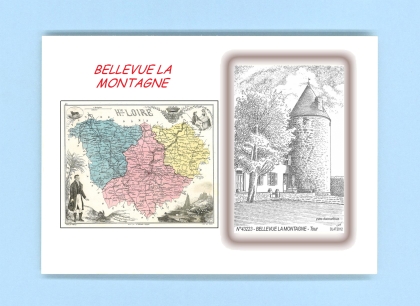Cartes Postales impression Noir avec dpartement sur la ville de BELLEVUE LA MONTAGNE Titre : tour