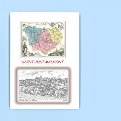 Cartes Postales impression Noir avec dpartement sur la ville de ST JUST MALMONT Titre : vue